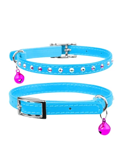 Collier Cuir "Strass" - Chat