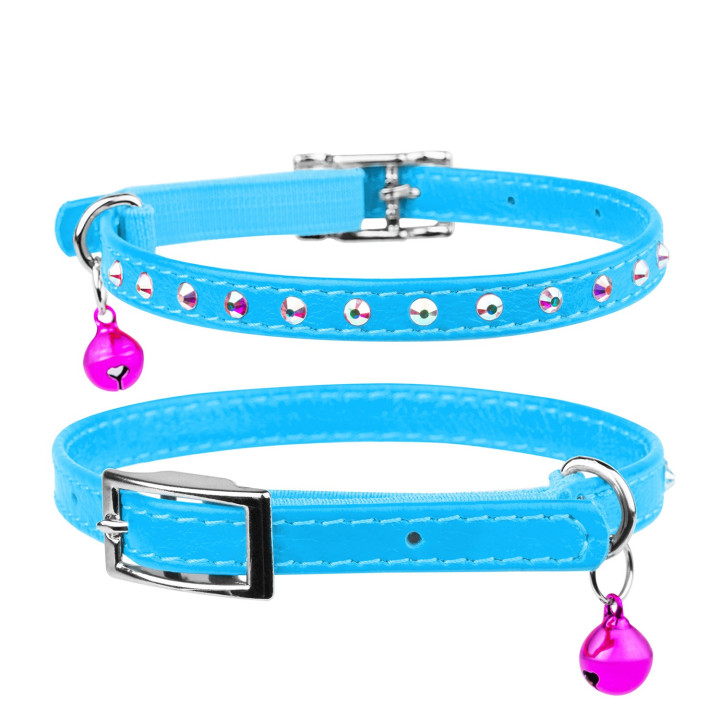 Collier Cuir "Strass" - Chat