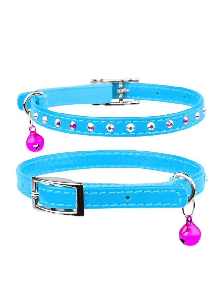Collier Cuir "Strass" - Chat