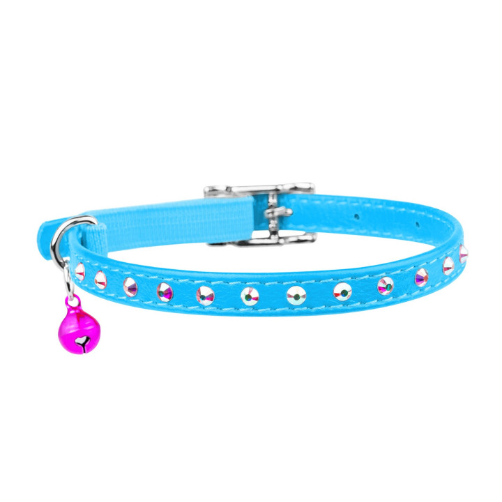Collier Cuir "Strass" - Chat